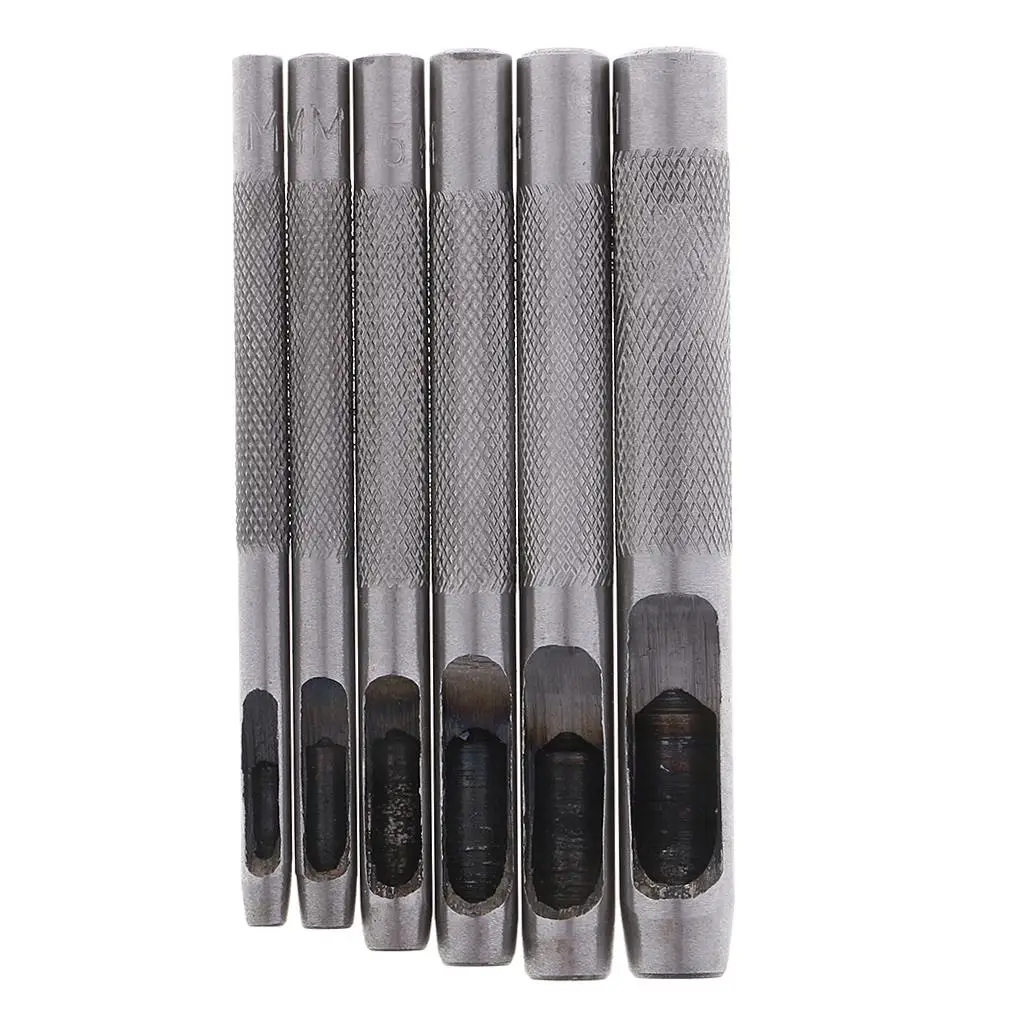 가죽 펀치 가죽 공예 구멍 공예 세트, 할로우 펀처 벨트 펀치, 의류 캔버스용 9mm-19mm, 6 개