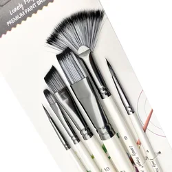 6 - Piece Soft Nylon Paint Brush Set for Watercolor, Oil, and Acrylic (6pcs Mix White B)