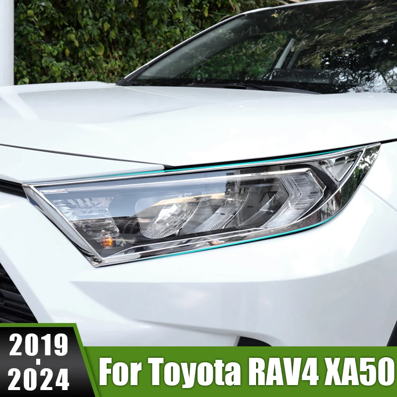 

For Toyota RAV4 XA50 RAV 4 Hybrid 2019 2020 2021 2022 2023 2024 Car Front Headlight Eyebrow Trim Cover Strips Decoration Frame