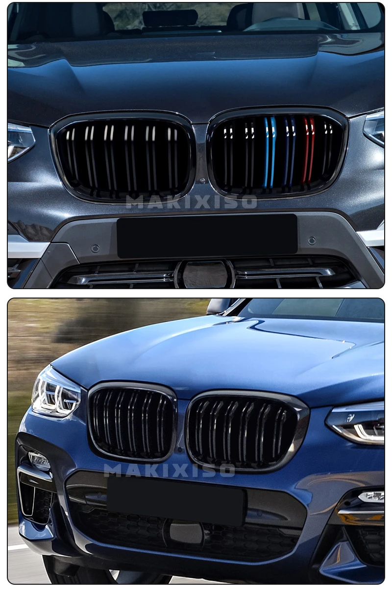 Front Kidney Grill For BMW X3 G01 G08 X4 G02 2018-2021Pre-lci ABS Gloss  Black M-tri Color Racing Grills Replacement Car Styling - AliExpress