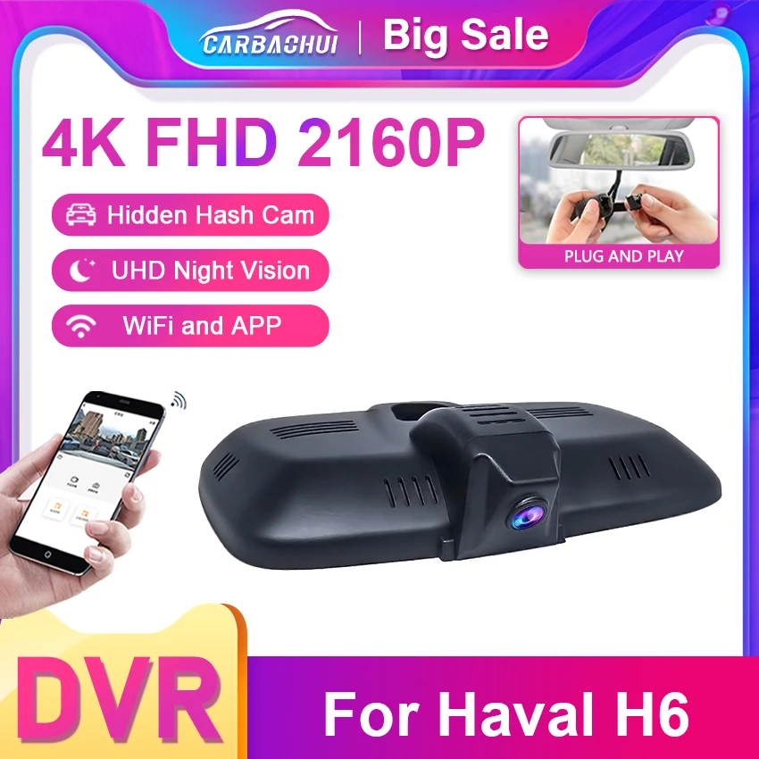 

For Haval H6 Max 2022 2023 Front and Rear 4K Dash Cam for Car Camera Recorder Dashcam WIFI Car Dvr Recording Devices Accessories