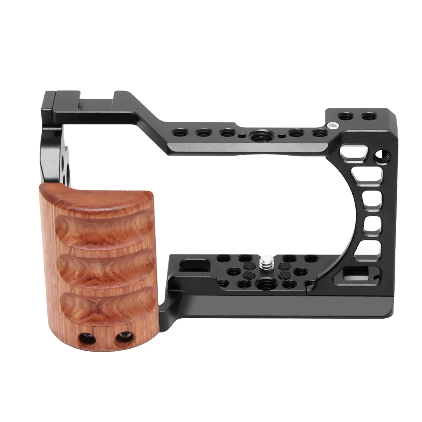 For Sony A6400 / A6300 / A6100 A6000 Wood Handle Metal Camera Cage Stabilizer Rig