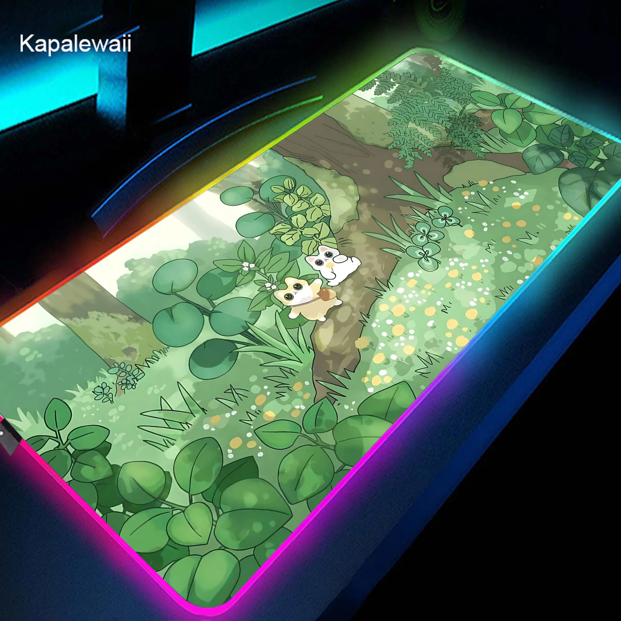 

Cute Kawaii RGB Mouse Pad Large Gaming Accessories Mousepad Computer Desk Mouse Mat Gamer LED Keyboard Pads Backlit Mousepads