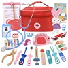 Doctor Toys for Children Set Kids Wooden Pretend Play Kit Games for Girls Boys Red Medical Dentist Medicine Box Cloth Bags Gifts 1