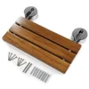 20" Teak Wood Foldable Shower Seat Bench Stainless Steel Frame Clear Coated Protection Medical Wall Mount 400 Lb Capacity 3