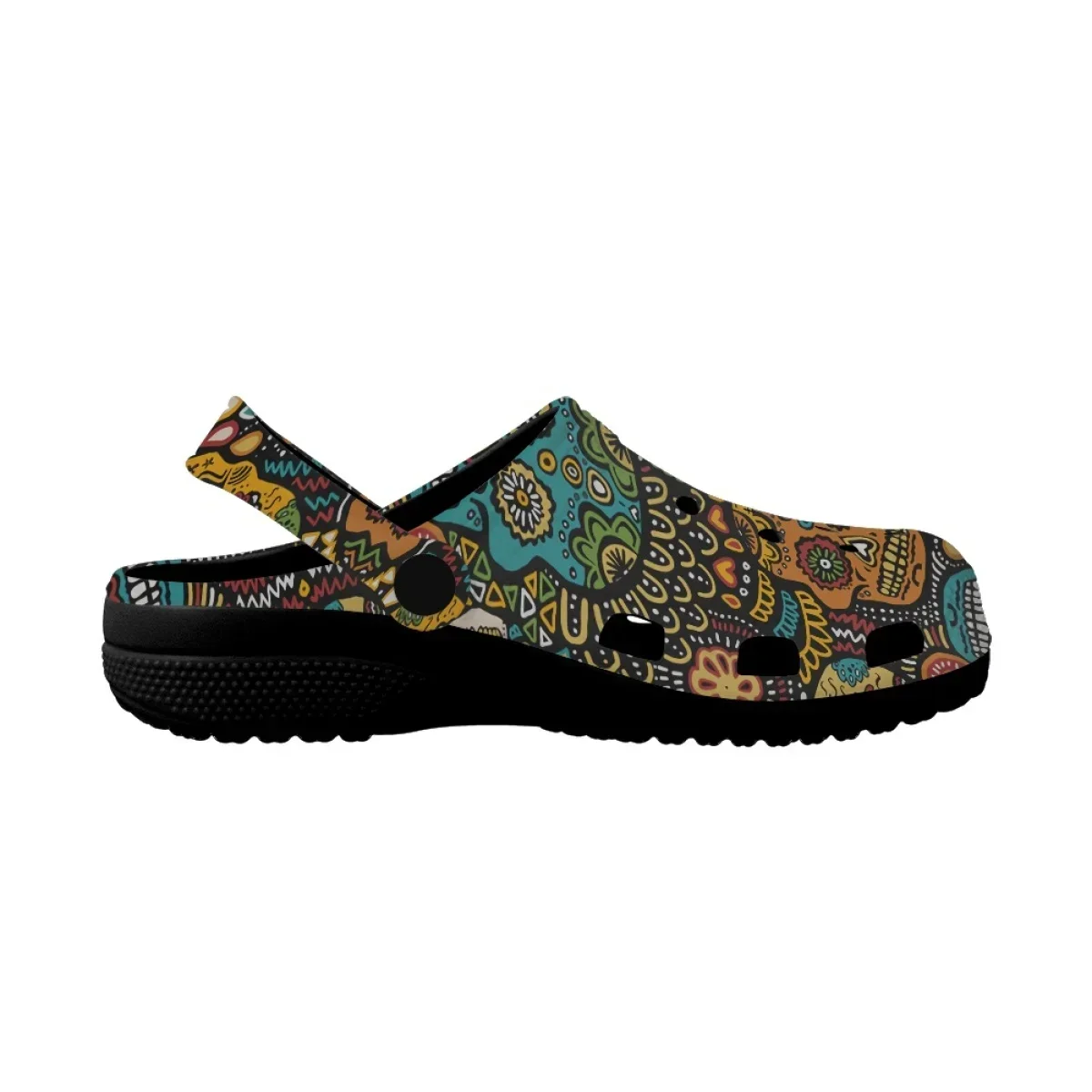 Gothic Skull Pattern Summer Unisex Clogs Lightweight Outdoor Sandals Breathable Anti-slip Bathroom Slippers Couple Slides Woman