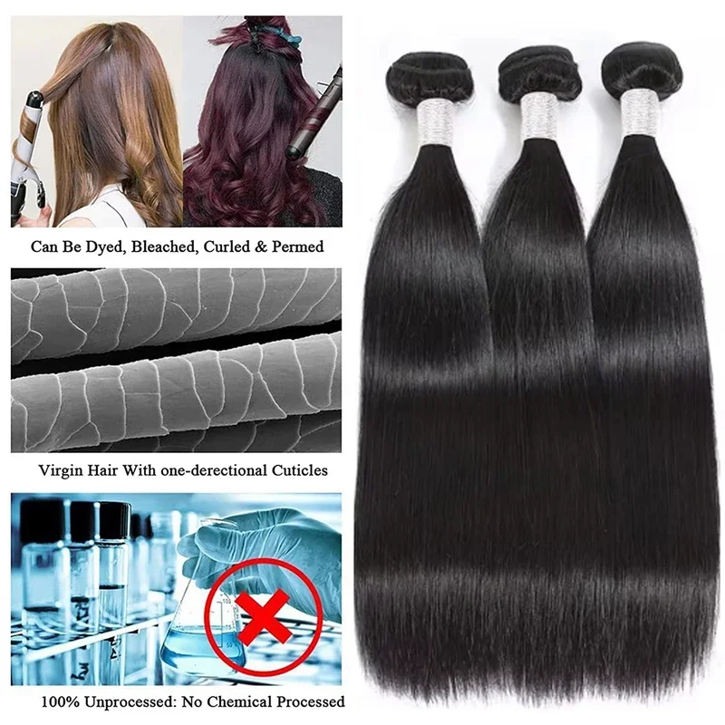 42 Inch Bone Straight Bundles Human Hair 100% Unprocessed Raw Remy Hair 3 4 Bundles Brazilian Extension Double Weft For Women