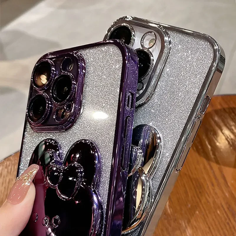 Glitter Mirror Rabbit Stand Holder Phone Case Cover