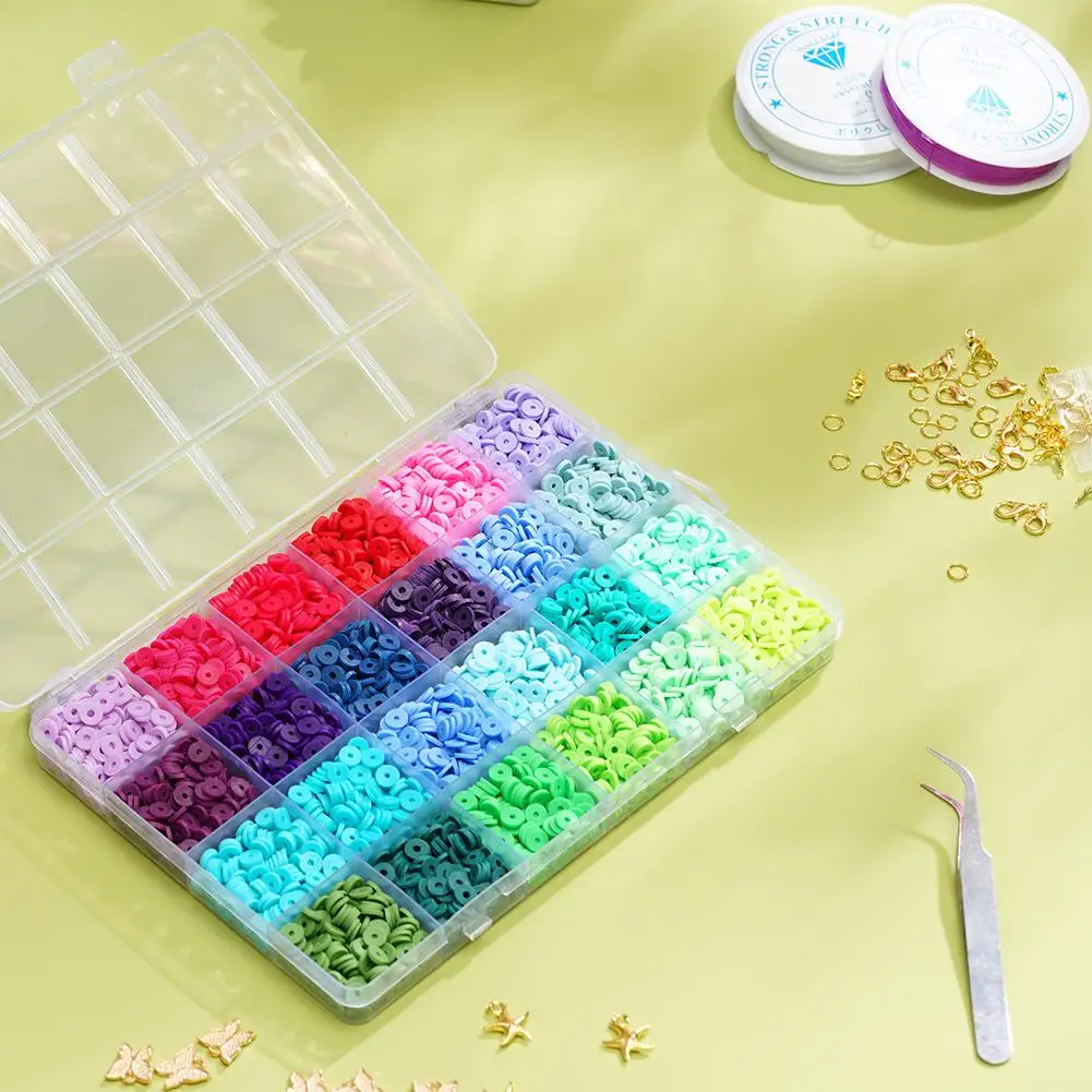 

DIY Bracelets 4800 Clay Beads Jewelry Making Bracelet Sheet Bead Circular Kits Bead Polymer Ceramic Soft Clay Sheet E2W3