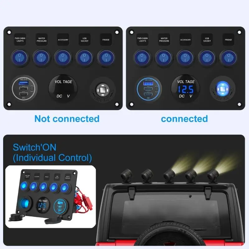 3개의 USB 입력 및 150W 출력 용량을 갖춘 652F 12V 24V 선박 제어반