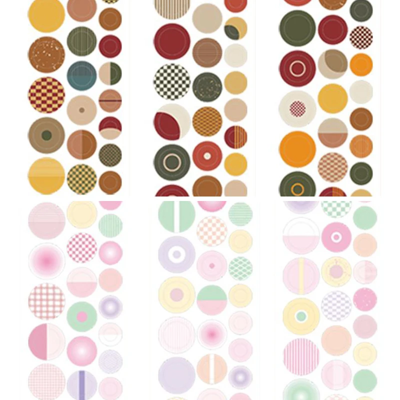 Tape Stickers DIY Stickers Colourful Circular Patterns Handbook Decoration Materials Stickers Tape Journal Stickers Tape 5