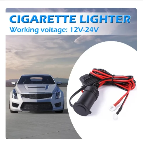 DC 12V 24V Car Motorcycle Truck Bus Cigarette Lighter Charger Socket Cable Connector Adapter with 20A Fuse 14Awg 30Cm-3M