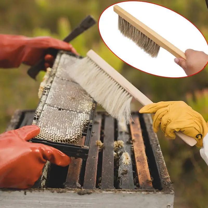 Bee Sweep Tools Soft Bristle Brush Long Handle Wood Honey Brush Wasp Bee Sweep Beekeeping Equipment Beekeeping Tools