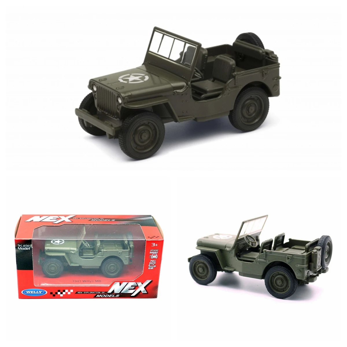 

Игрушка Willys MB Jeep 1941, модель металлической машины Welly 1:36, Классическая Военная машинка с откидной спинкой, подарок из сплава под давлением 5 дюймов, игрушка для мальчиков