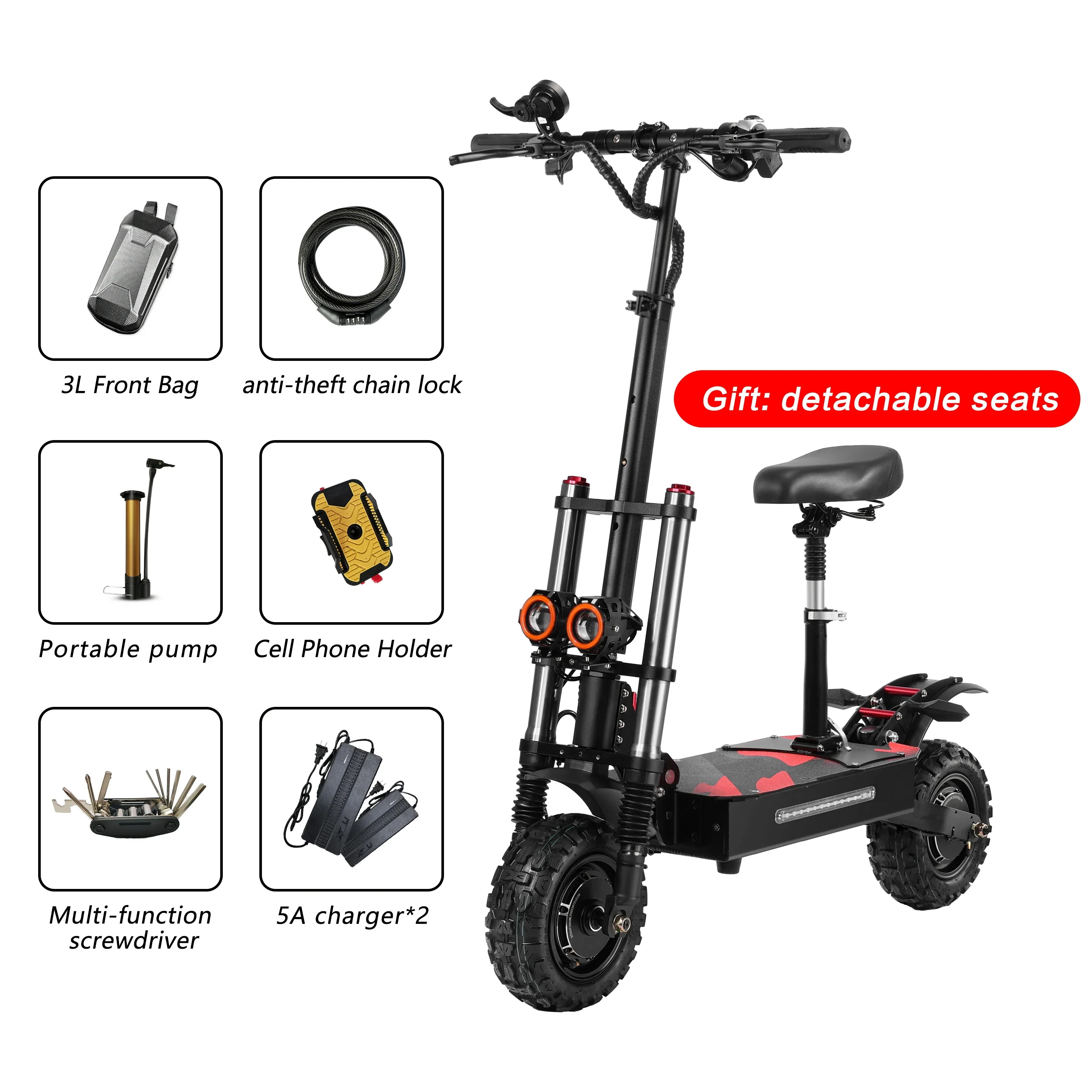 EU EScooter S3-11 38Ah 6000W 60V Velocità massima 99Km/h Freno a