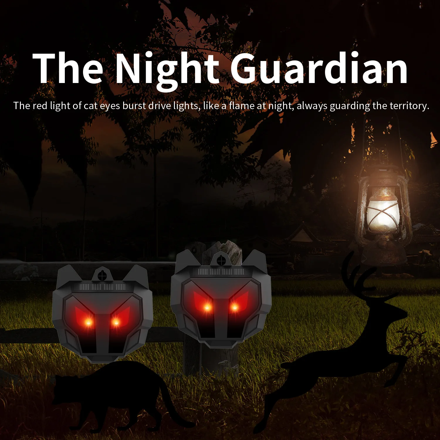 Solar-Nocturnal-Animal-Repeller-Predator-Control-LED-Light-Coyote-Repellent-Devices-Waterproof-Fox-Raccoon-Skunk-Deer.jpg Napelemes Éjszakai Állati Visszatelepítő Ragadozói Vezérlés Led Könnyű Prérifarkas -Visszataszító Eszközök Vízálló Róka Mosómedve Skunk Szarvas Elrettentő Eszköz - Image 3