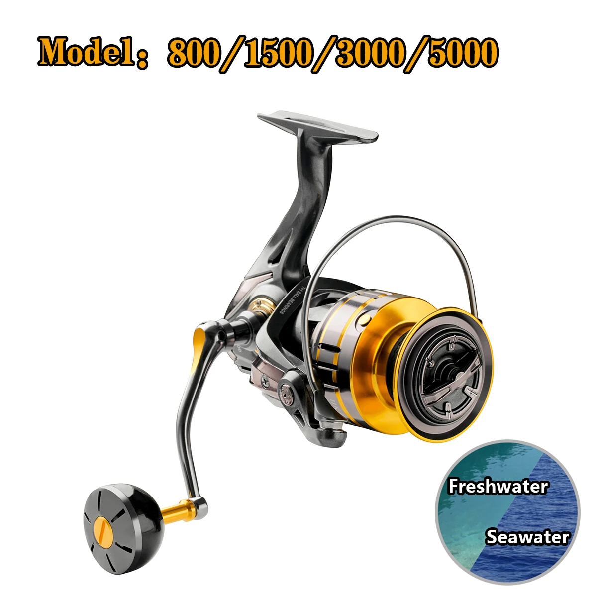 

Катушка для спиннинга No gap【 800 # - 5000 # 】 5,7: 1 27lb с максимальным сопротивлением, Рыболовная катушка для пресной и морской воды