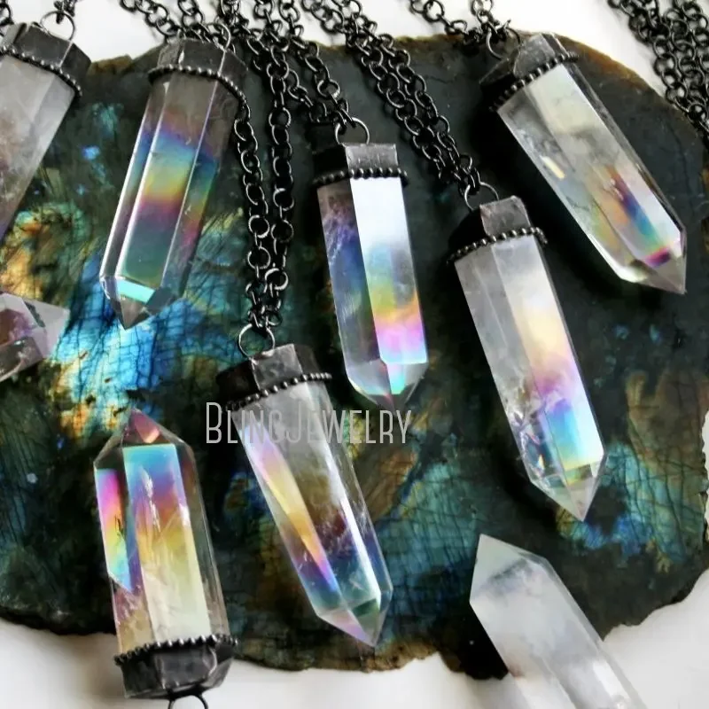 Angel Aura Quartz Raw Stone Pendant Necklace – Forever Stoned TT