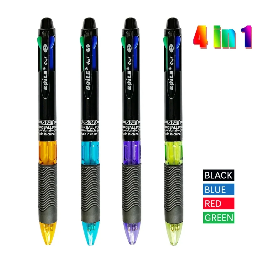 12 Pcs 4-In-1 Penne a Sfera Multicolore E Multifunzione, Penne a Scatto Da 4 Col