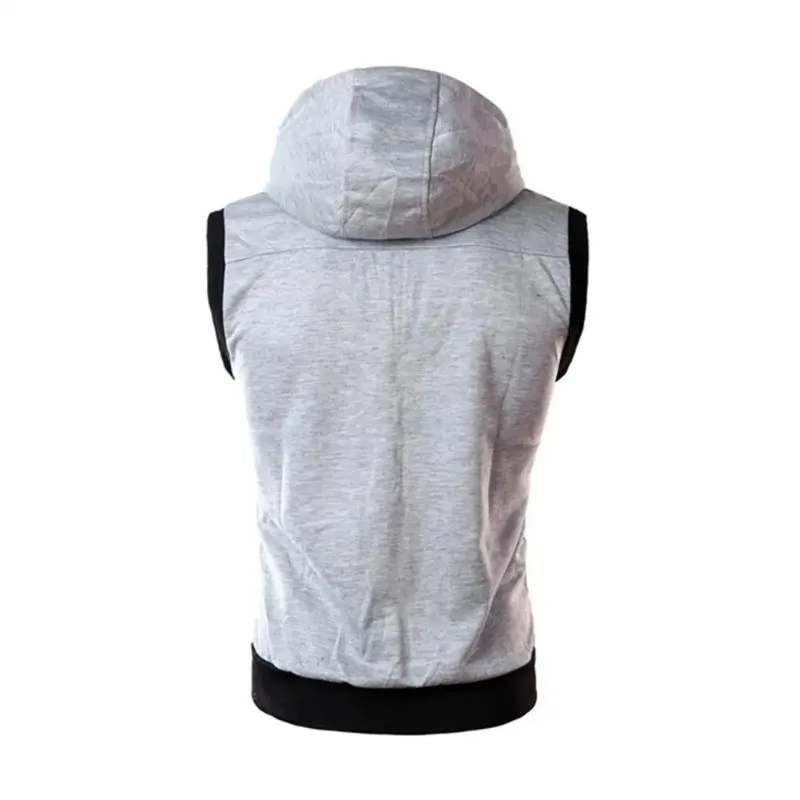 Men Winter Casual Patchwork Tops Sports Fitness Zipper Hoodies Hooded Vest 2023 Autumn Fashion Sleeveless Jacket Men's Clothing