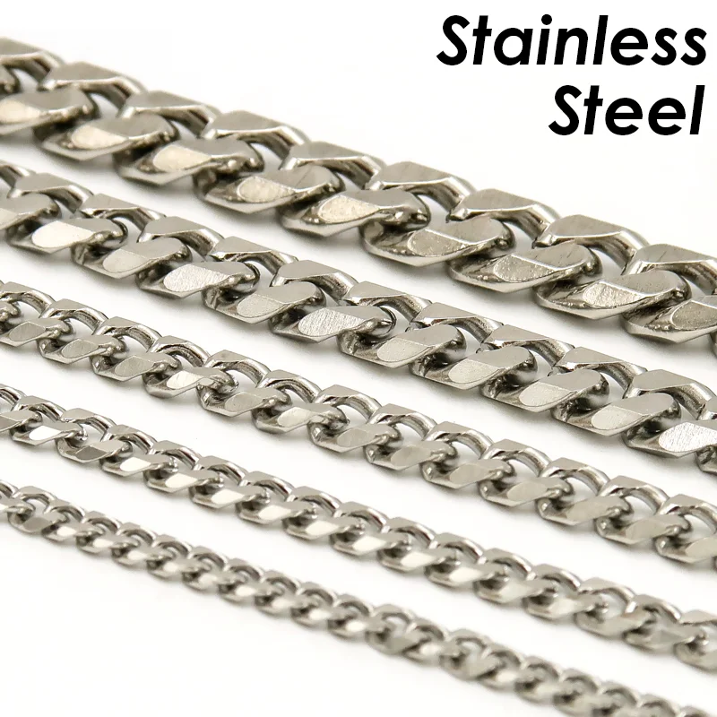 Stainless Steel Curb Chain Necklace  Necklace Chains Tarnish - 10 Stainless  Steel - Aliexpress