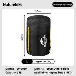 Naturehike Waterproof Compression Sack - Durable 300D Oxford Storage Bag for Sleeping Bags (L)