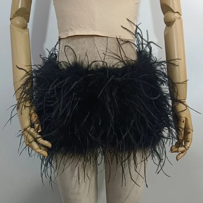 winter girl's fur skirt natural turkey fur feather genuine ostrich real  white fur skirt for women winter sexy mini short skirt - AliExpress
