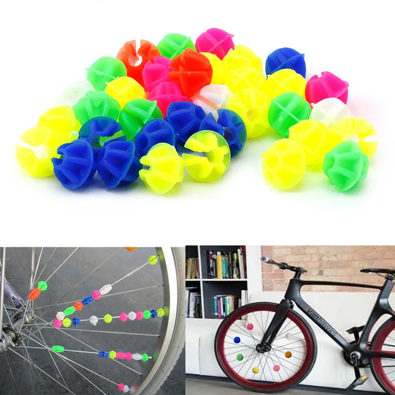 Plastic Multi-color Bike Cycle Wheel Spoke Beads Children Decors 36Pcs
