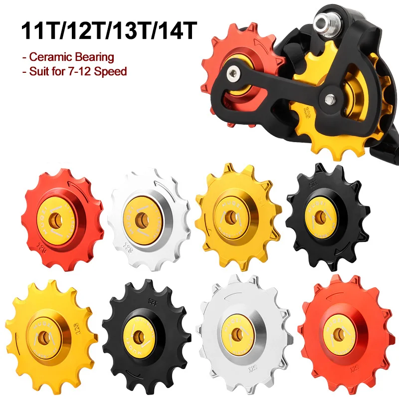 

Ceramic Bearing Bike Chain Guide Pulley 11/12/13/14T Aluminum Alloy Road MTB Mountain Bicycle Derailleur Jockey Wheel for 12S