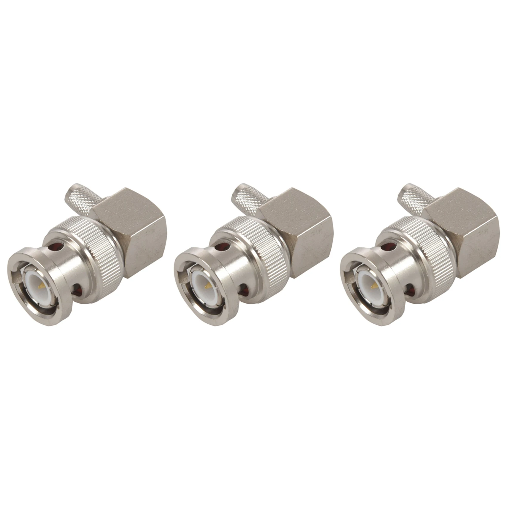 

3X BNC Male Plug Right Angle Crimp for RG58 RG400 RFC195 RF Coax Adapter Connector,Silver
