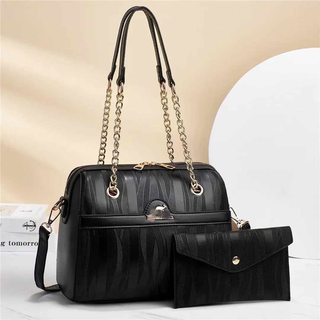 

The New Wavy Embossed Chain Texture Is Simple And Simple, And The Large Capacity One-shoulder Diagonal Cross-women's Bag