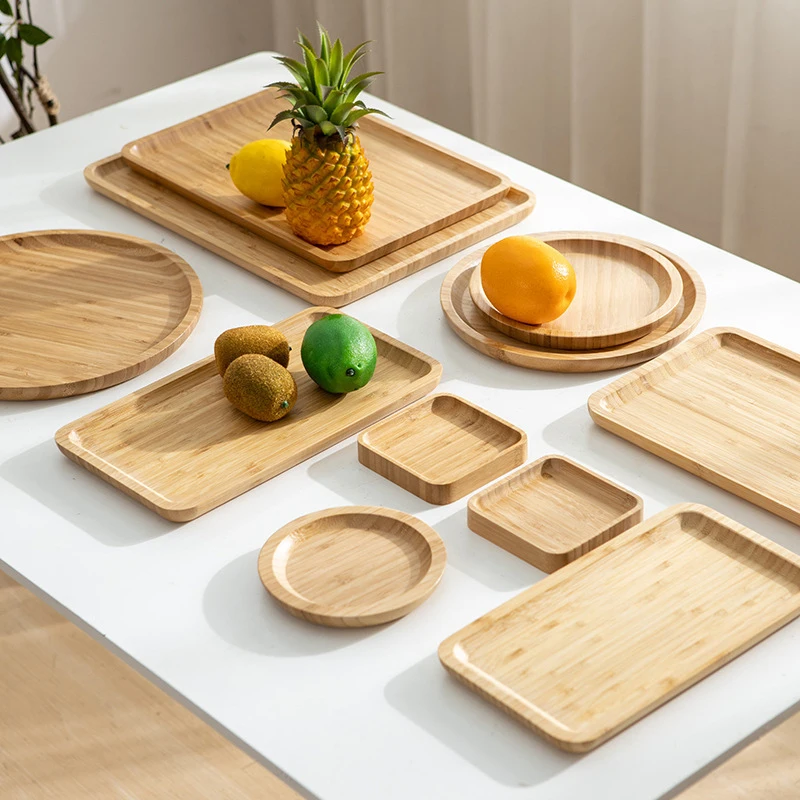 Set 2 Vassoi Portatutto In Bambù Naturale | Rettangolare (17,5x8,5cm) + Ovale (16,5x8cm) | Ideale Per Snack, Gioielli O Piante Grasse