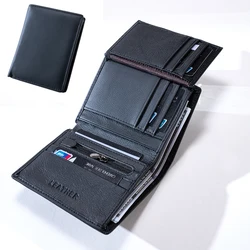 Men's Genuine Leather RFID Wallet with Coin Purse & Credit Card Holder - Vintage Vertical Short Money Bag (Black)
