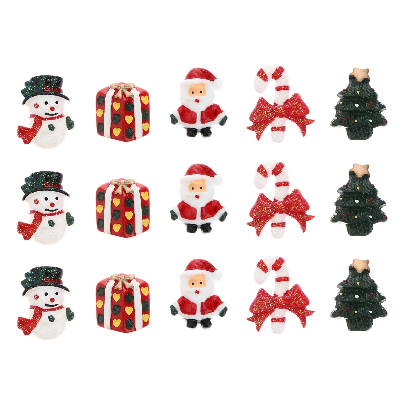 

Christmas Resin Snowman Santa Claus Christmas Tree Candy Cane Miniature Ornaments Home Decoration DIY Accessories