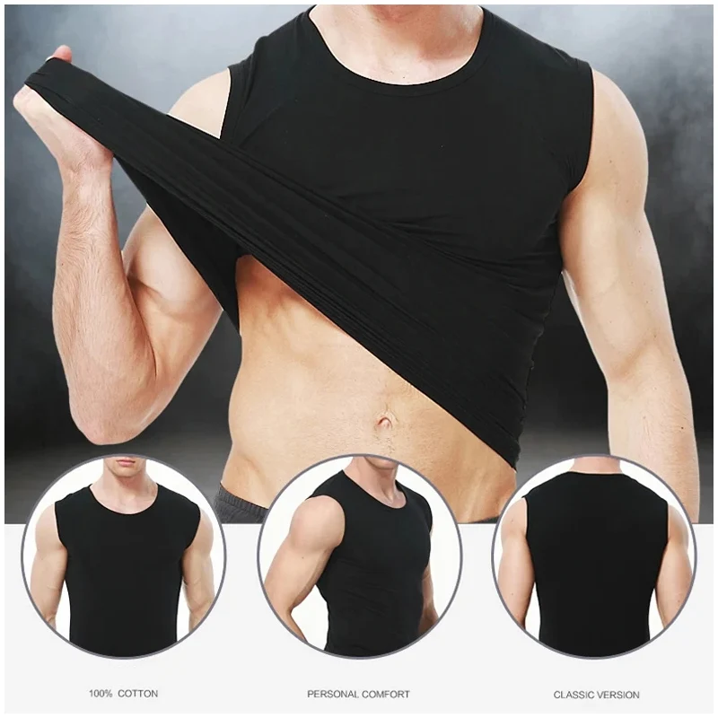 Men's Summer Solid Color Base Joker Sleeveless Vest Cotton Bodybuilding And Self-cultivation Sports Running Bottoming Vest Cotton Vest Sports Sleeveless Vest Cotton Sleeveless T Shirt