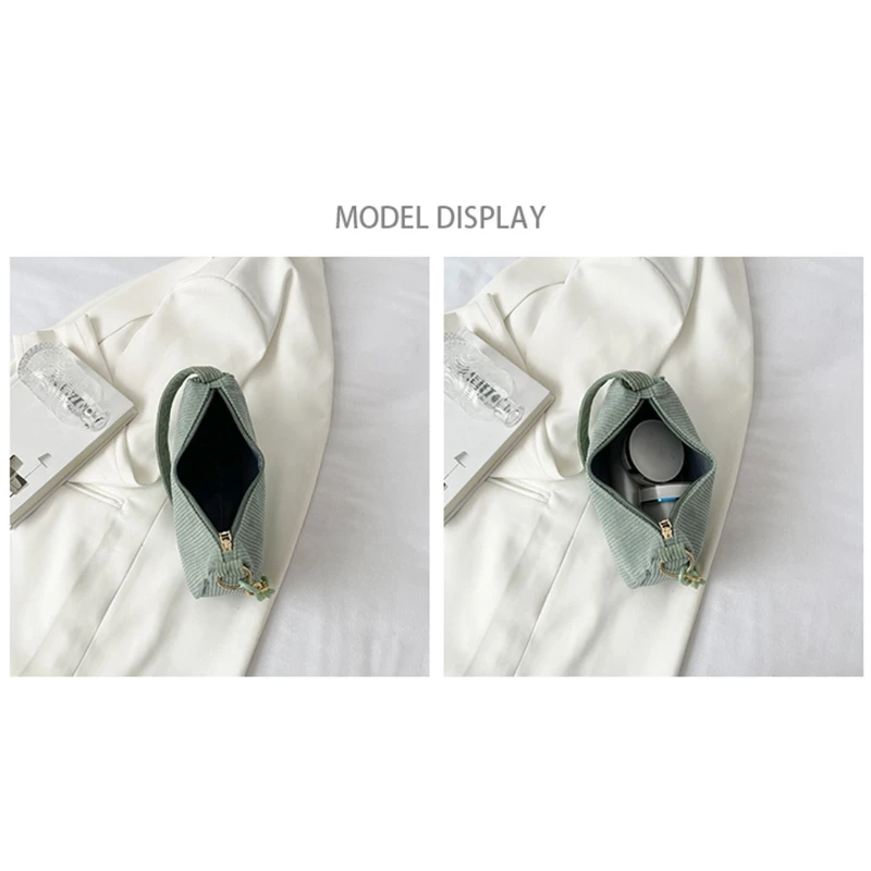 

Simple Stripe Underarm Bag Clutch Handbag Shoulder Bag with Zipper All-match Bag for Street Shooting