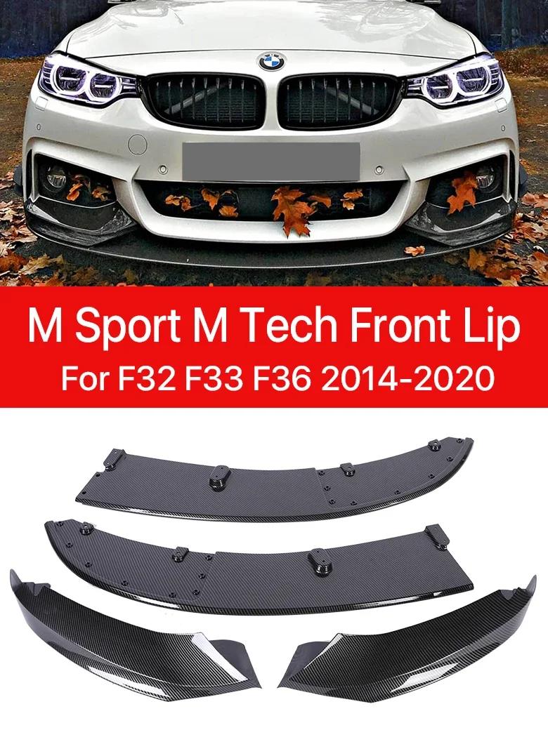 

M Sport M Tech Gloss Black Carbon 4Pcs Front Bumper Lip Splitter Deflector For BMW 4 Series F32 F33 F36 2014-2020 M Performance