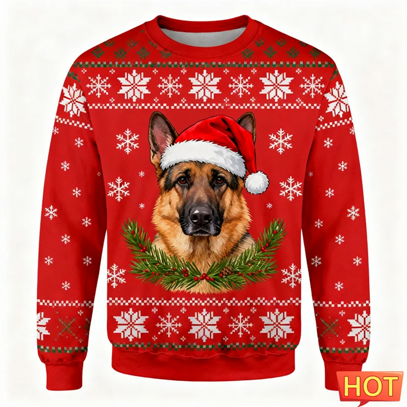 german-shepherd-ugly-christmas-sweater-3d-printed-dog-loose-pullover
