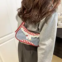 Shoulder Bag Crossbody Bag Korean Fresh Style Large Capacity Plaid Handheld Commuter Bag Mini Bags Vintage Korean Outfits Bag 3