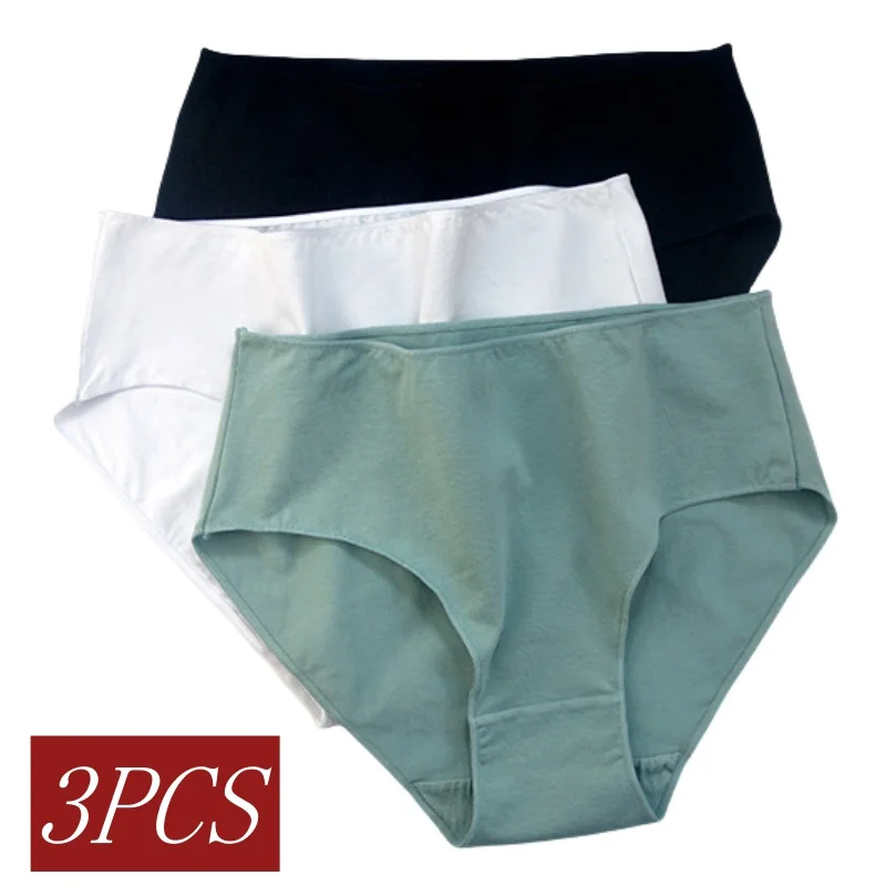 3PCS M-4XL Cotton Panties Female Underwear Sexy Women Briefs