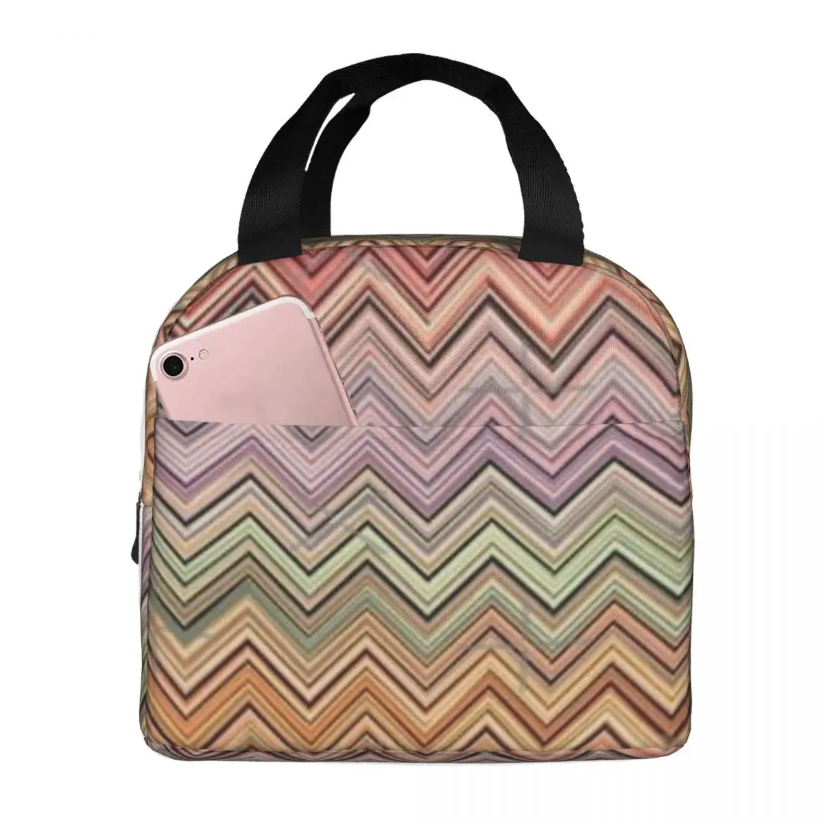 Zig Zag Multicolor Home Decor Lunch Tote Cooler Bags Borse Termiche Lunch Box Per Bambini