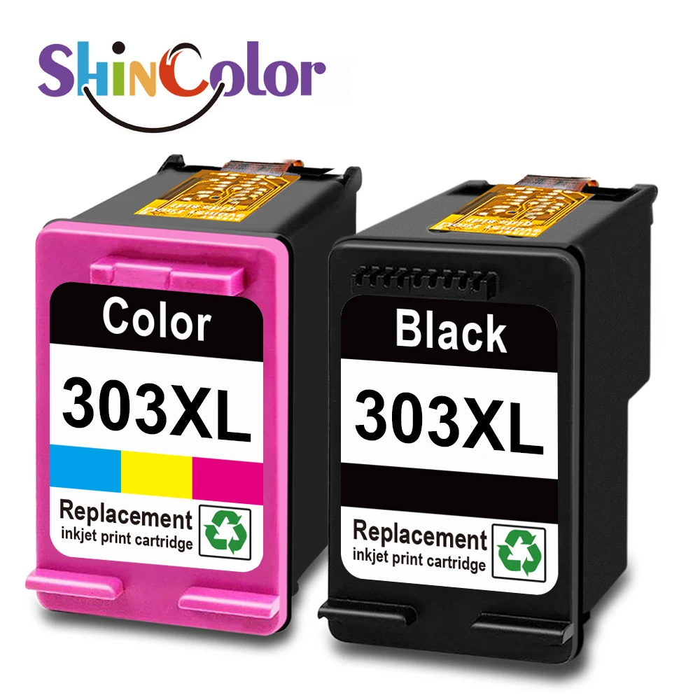 Cartucce 303 XL Compatibili HP, 1 Nera + 1 Tricolore, 600 E 450 Pagine, Per Envy Photo E Tango