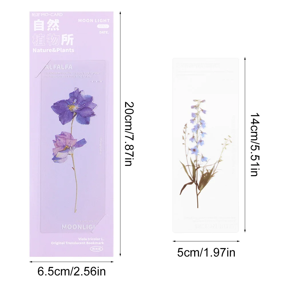 Nature Plants Bookmarks PET Translucent Flower Specimen Bookmarks Leaf Vein Book Note Marker Card Book Marker 5Pcs/Set floral painting bookmark,bookmarks stationery supplies,retro flower bookmark