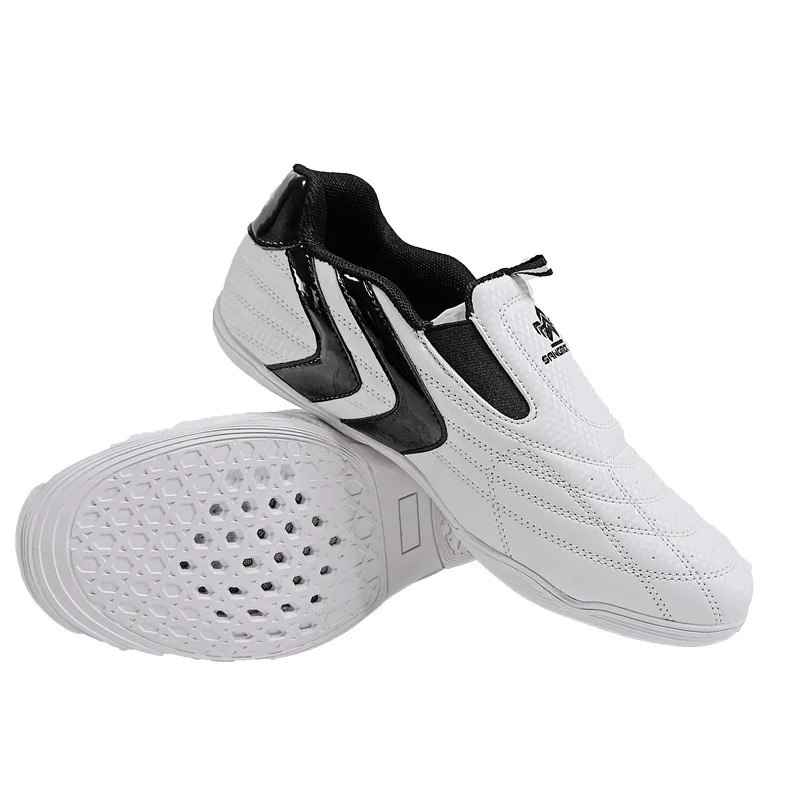 NEW hight quality taekwondo shoes PU material black-white breathable martial arts shoes size 26-47