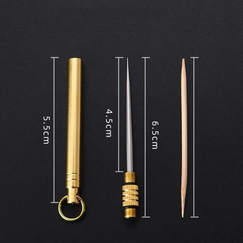 Toothpick Set Titanium & Brass Toothpick Portable Toothpick Bottle with Fruit Fork Multifunctional Camping Tool Stronger Than Dental Floss toothpick set
