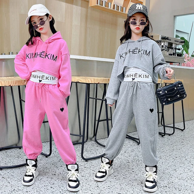 Sudadera con capucha y pantalones de Jogging de estilo coreano para niñas, ropa deportiva informal para niñas adolescentes, moda de primavera y piezas, 6, 8, 9, años _ - AliExpress Mobile