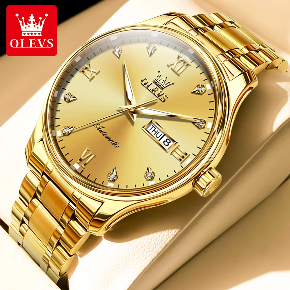 

OLEVS 9955 New Luxury Mechanical Watch For Men Dual Calendar Waterproof Luminous Men's Watches 41mm Dial Fashion Man Hand Clock