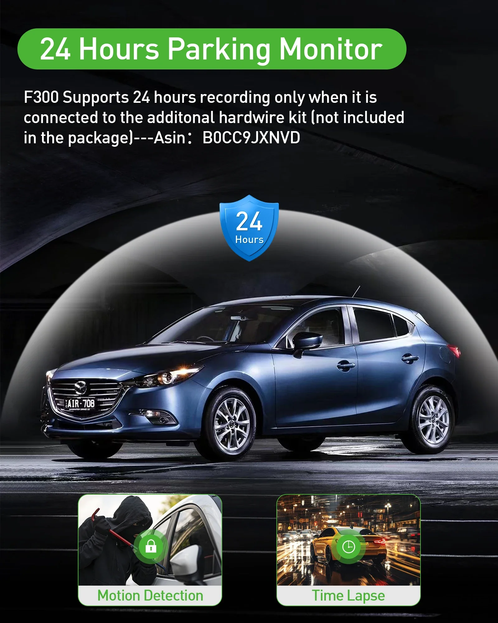 Three Lens Car Camera Dash Cam with Rear View DVR