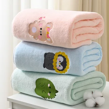 Printed baby bath towel 43*41 inches absorbent non-linting lovely embroidery pattern texture light and soft feel delicate