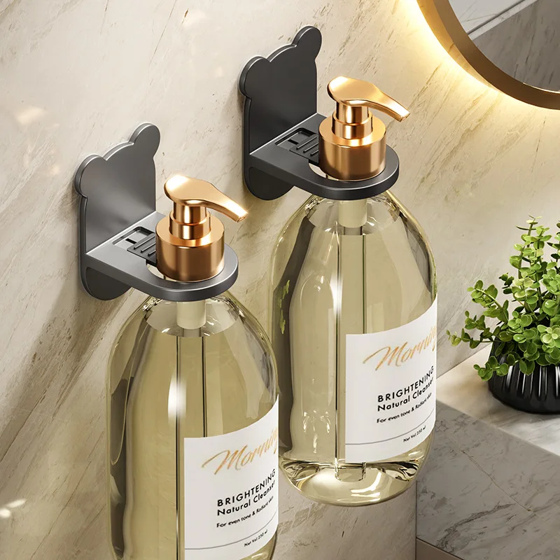 

1/5pcs Adjustable Shampoo Bottle Metal Holder Shower Gel Bottle Rack Hand Soap Dispenser Hook Wall Mounted Free Punching